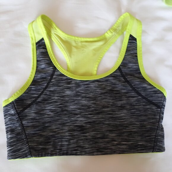 Two Racer Back Sports Bra Neon Green Nike Dri Fit and H&M SMALL - Picture 5 of 6